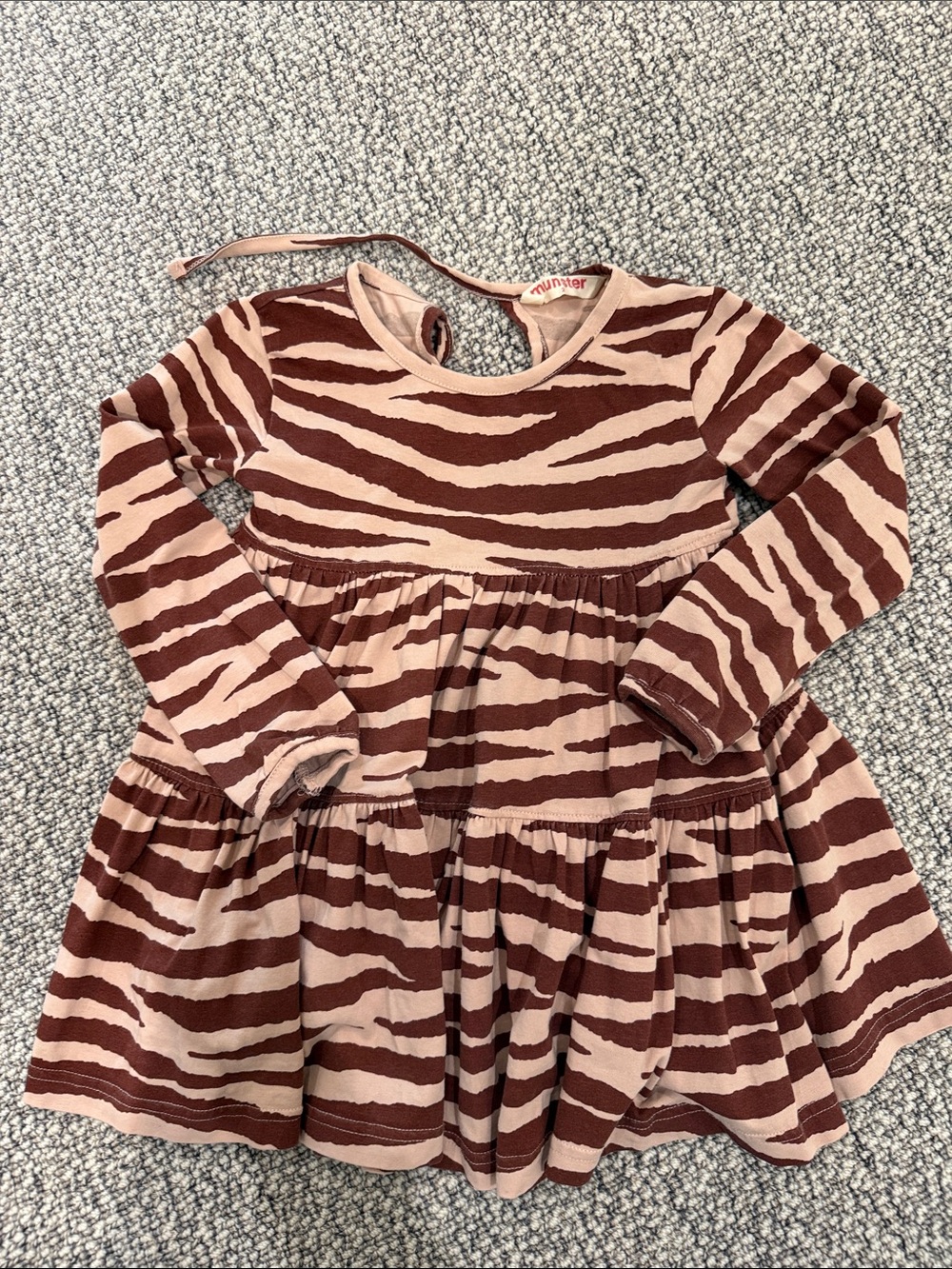 Munster Pink and Brown Zebra-Stripe Long Sleeve Dress